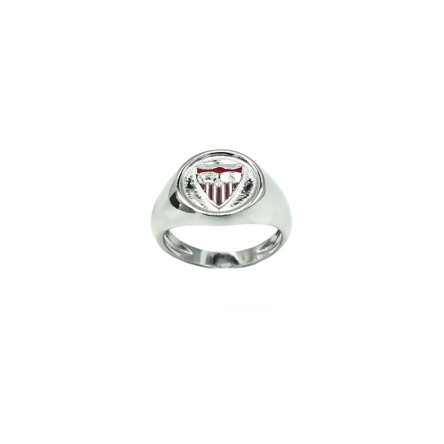 Anillo de Plata del Sevilla FC tipo Sello con Escudo Grabado en Rojo