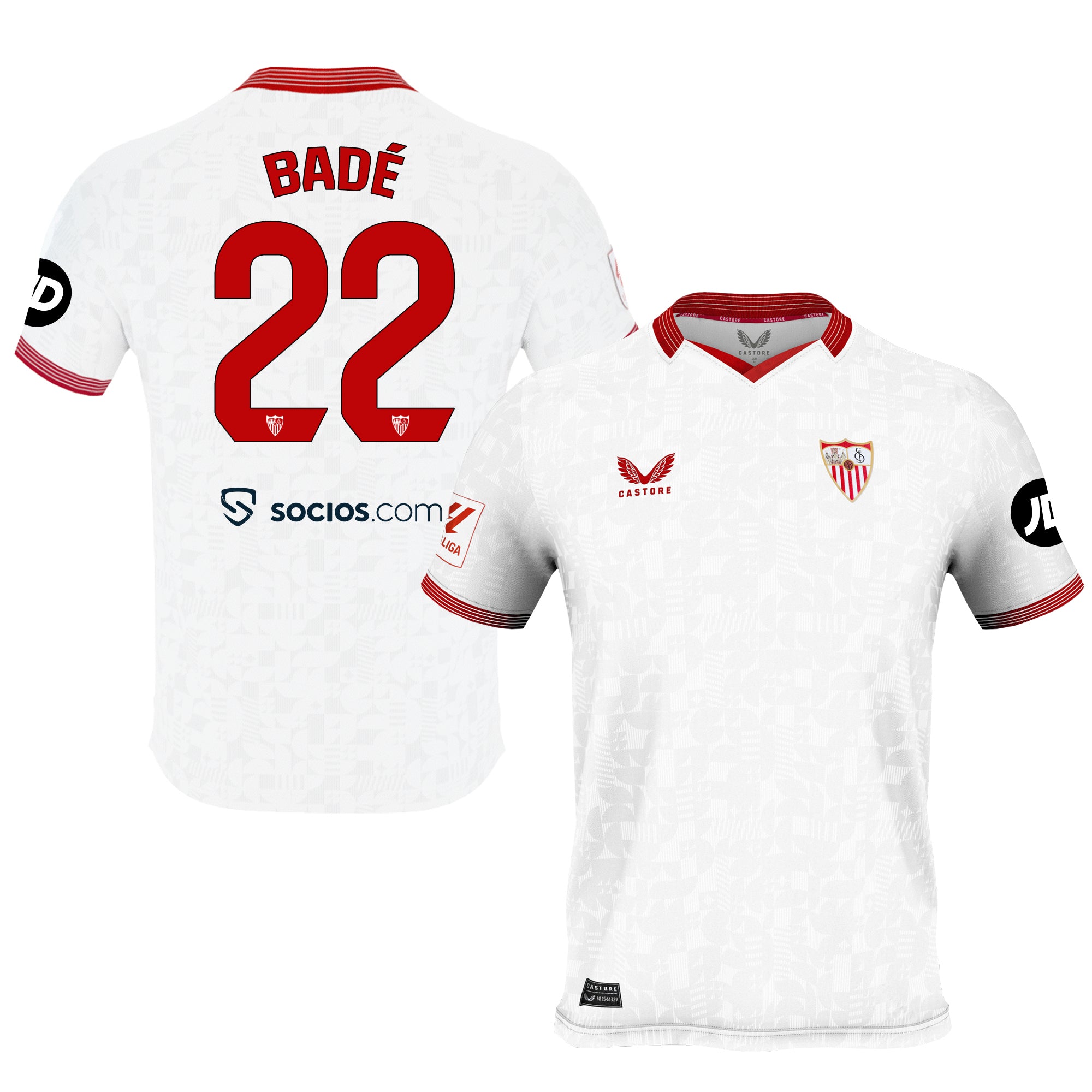 Camiseta Sevilla FC 1ª 23/24 Dorsal 22 y serigrafía Badé para hombre