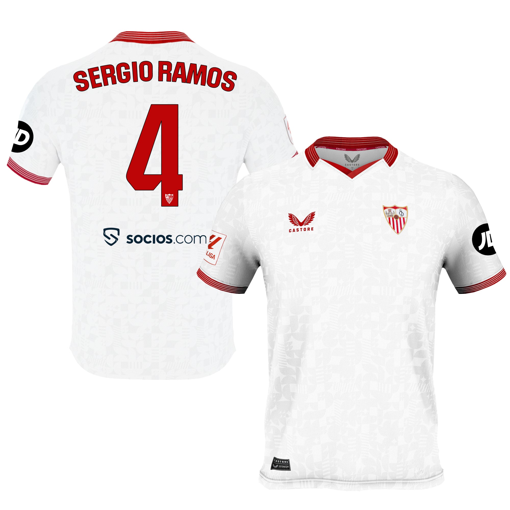 Camiseta 1ª Sevilla FC 23/24 Dorsal 4 y serigrafía Sergio Ramos hombre