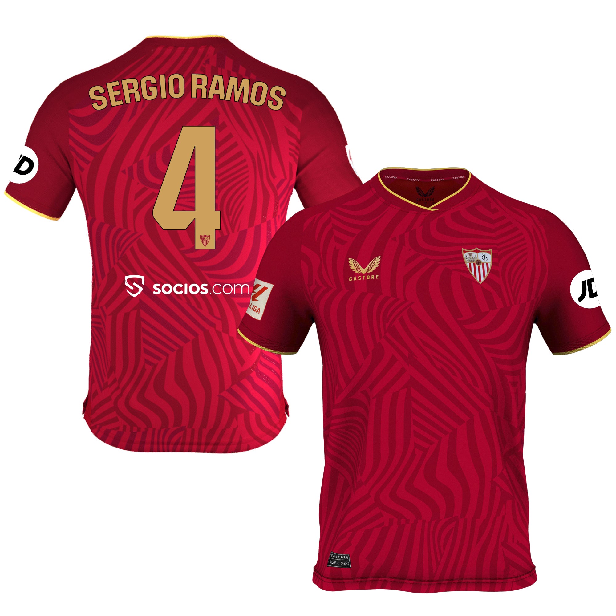 Camiseta 2ª Sevilla FC 23/24 Dorsal 4 y serigrafía Sergio Ramos hombre