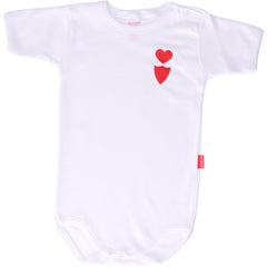 White baby bodysuit heart & crest