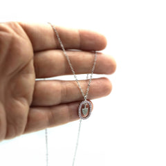 Sterling Silver Necklace with zircons and crest