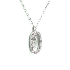 Sterling Silver Necklace with zircons and crest