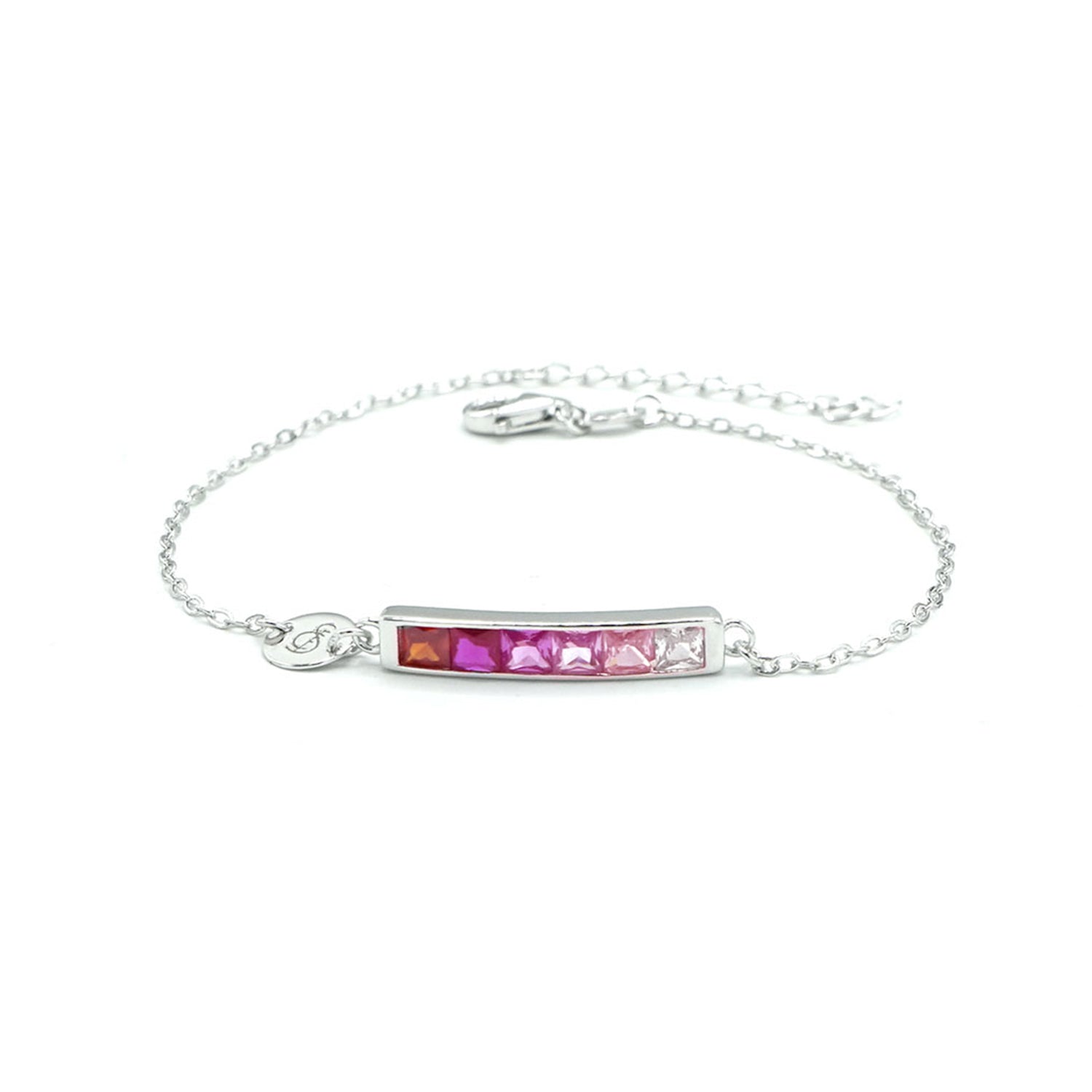 Silver bracelet with red stones