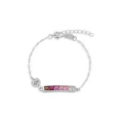 Silver bracelet with red stones