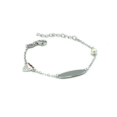Silver bangle with color crest and pearl