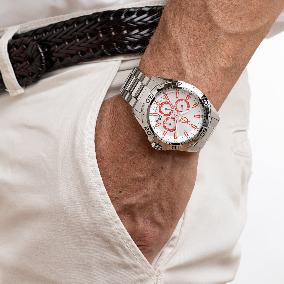 Men's white dial watch