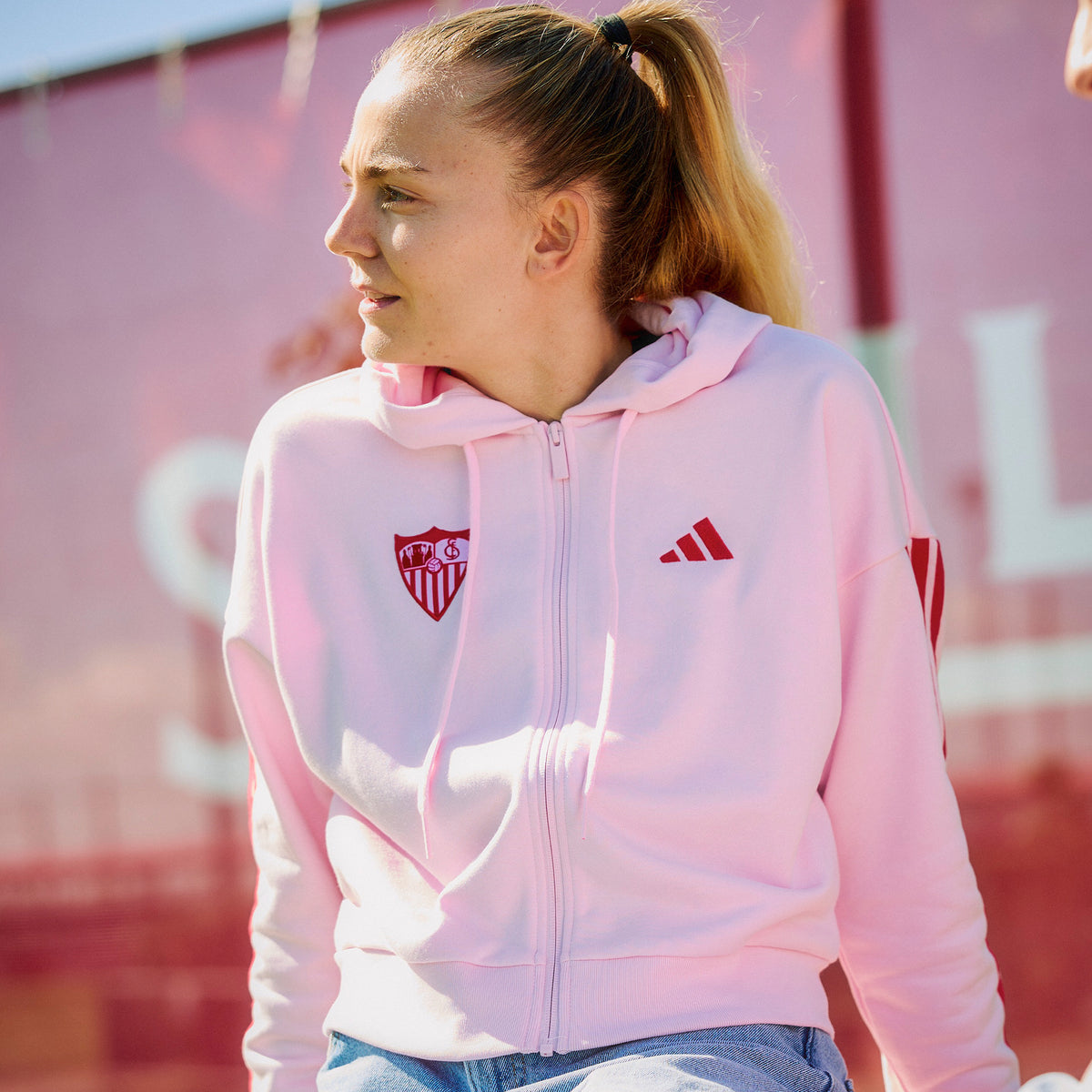 Sudadera mujer con capucha Sevilla FC 25/26 rosa