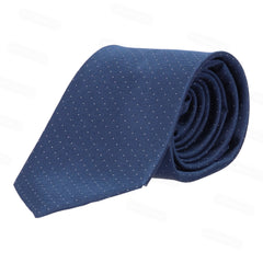 Blue tie with white polka dots