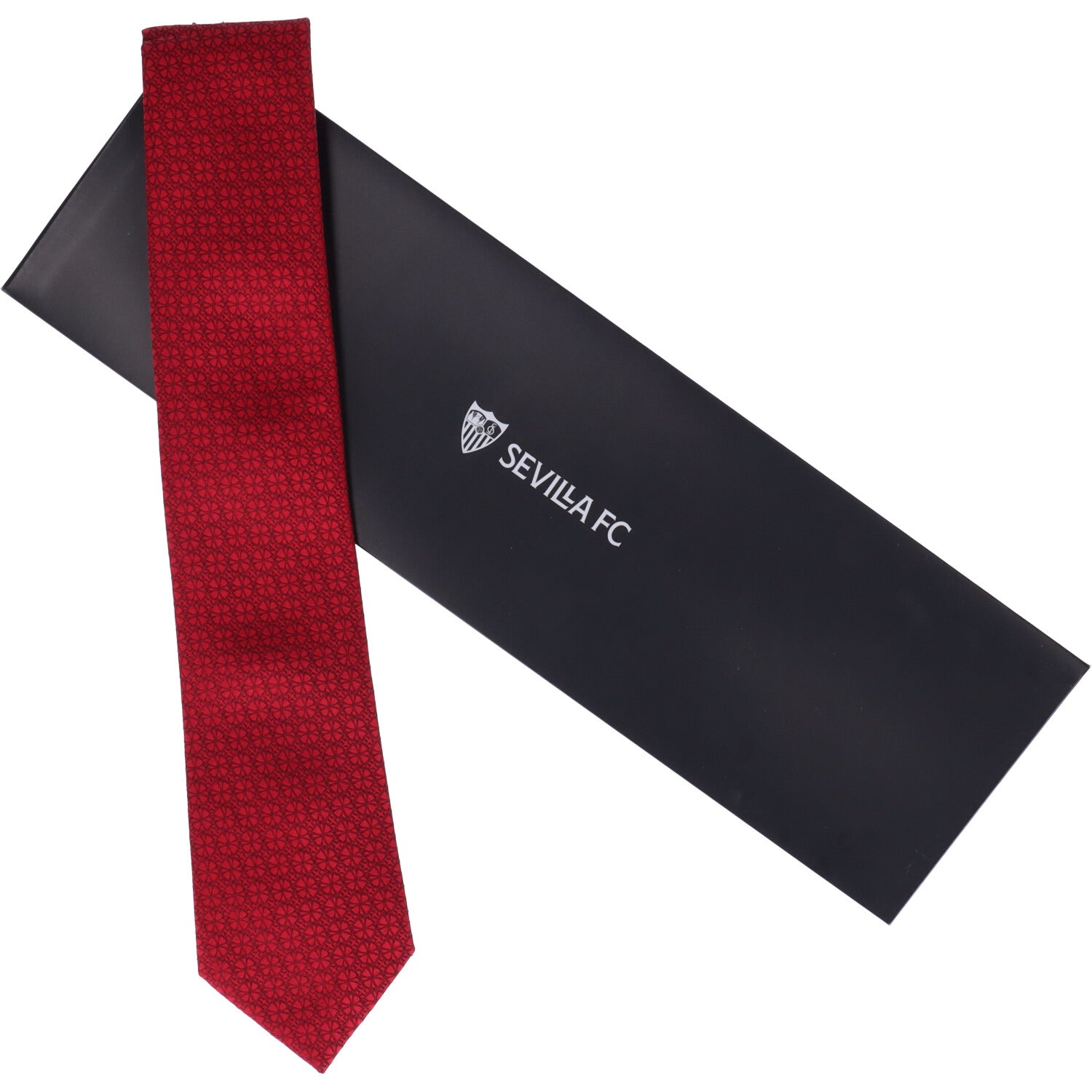 Corbata roja escudos negros forma trébol