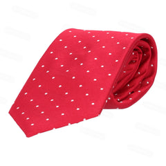 Red tie with white polka dots