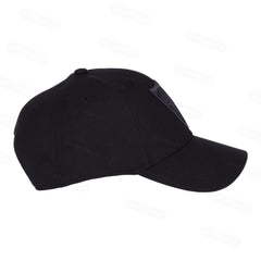 Cap with embroidered black crest