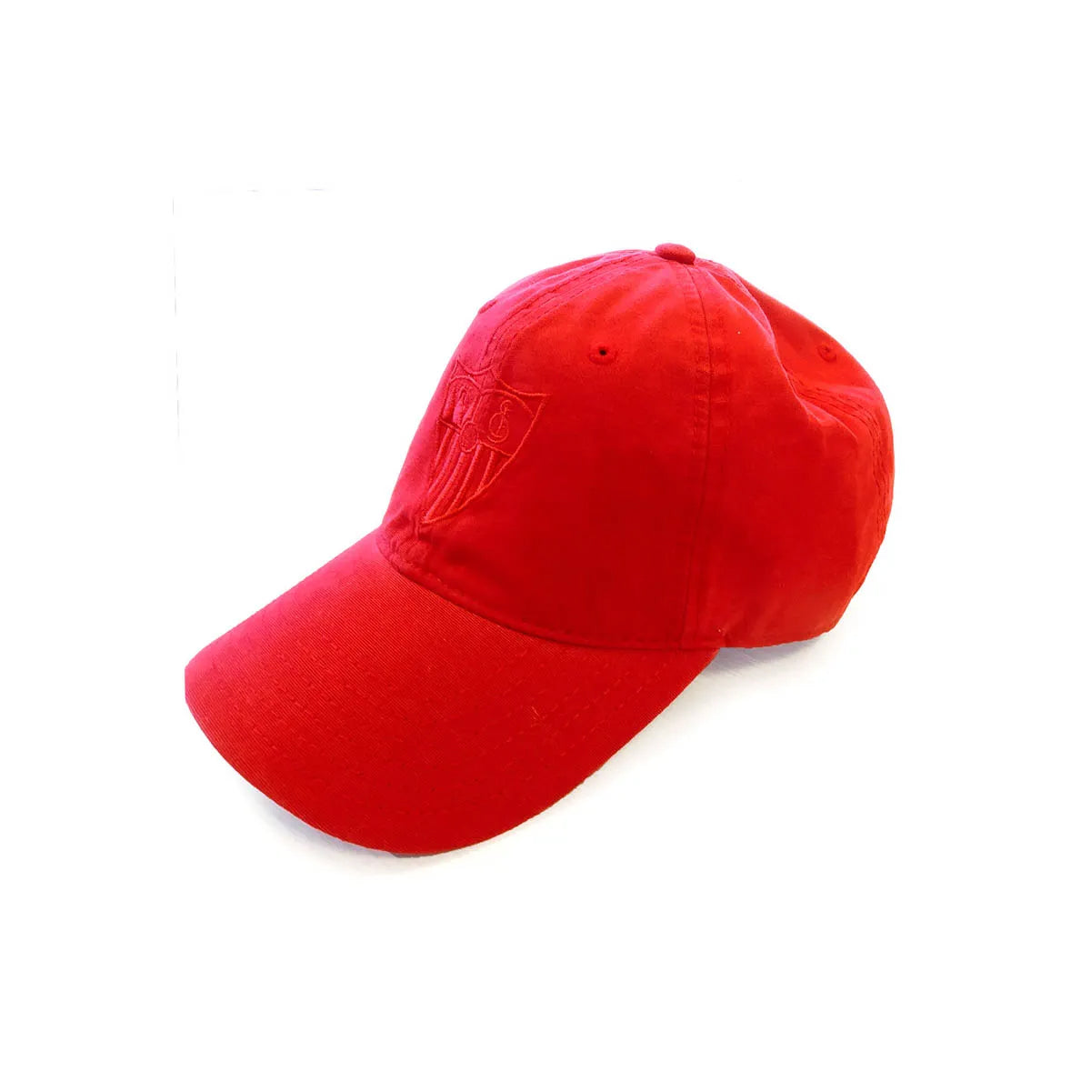 Red cap with embroidered crest